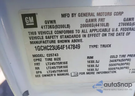 2004 Chevrolet Silverado 2500Hd Ls from USA, damaged, VIN 1GCHC23U64F147849